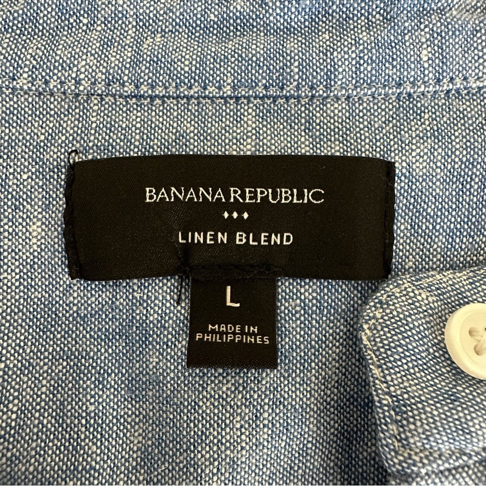 BANANA REPUBLIC Antique Blue LINEN-BLEND UTILITY MIDI SHIFT Shirt DRESS Size L - Picture 11 of 13